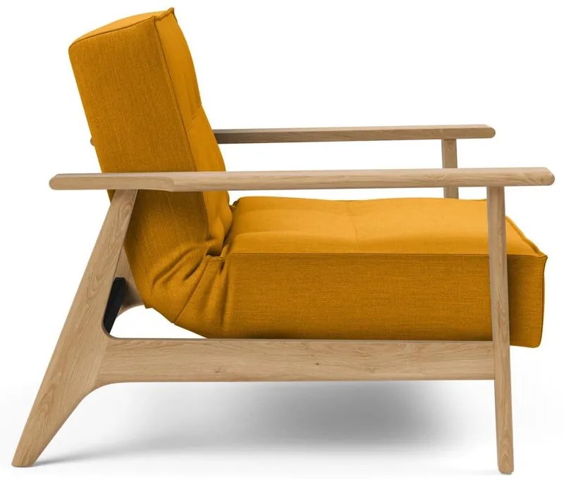 Оранжев сгъваем фотьойл с дървени подлакътници Splitback - Innovation