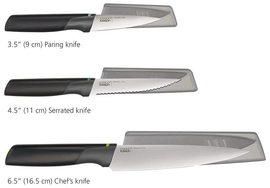 Комплект ножове с покритие 3 бр. от неръждаема стомана Elevate – Joseph Joseph