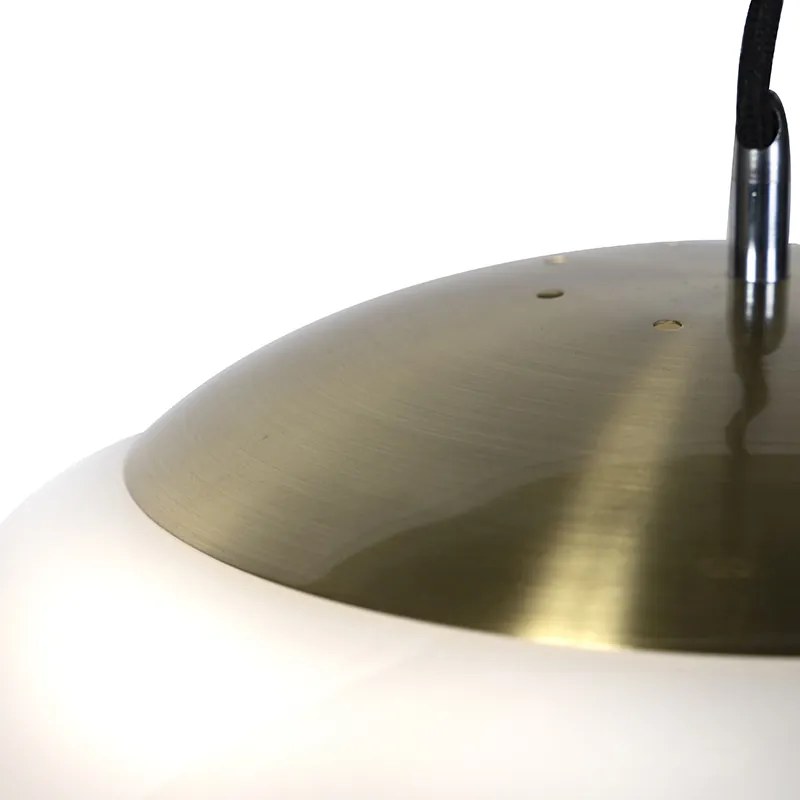 Смарт скандинавска висяща лампа златиста с опалово стъкло 50 см, включваща WiFi A60 - Ball 50