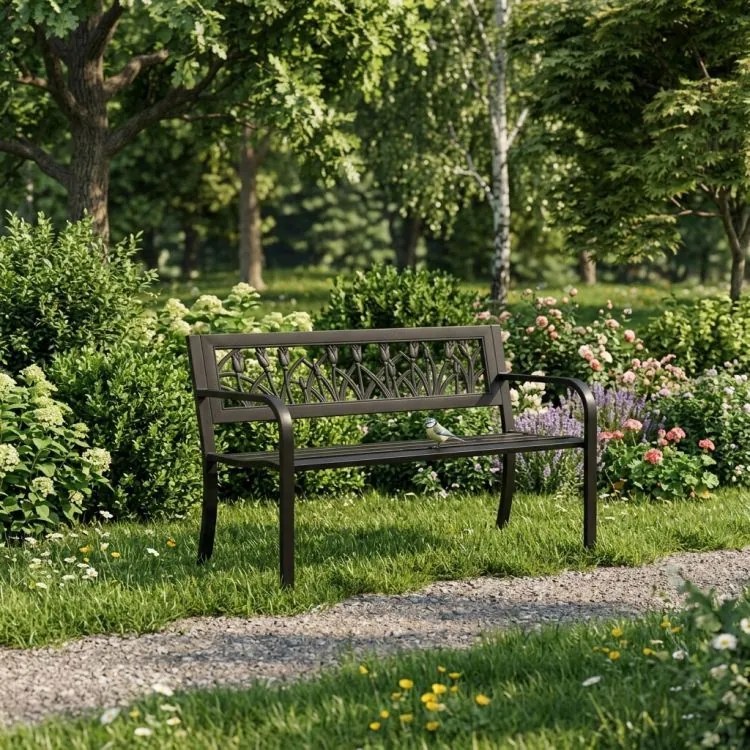 Елегантна градинска пейка 125 x 53 x 77 cm