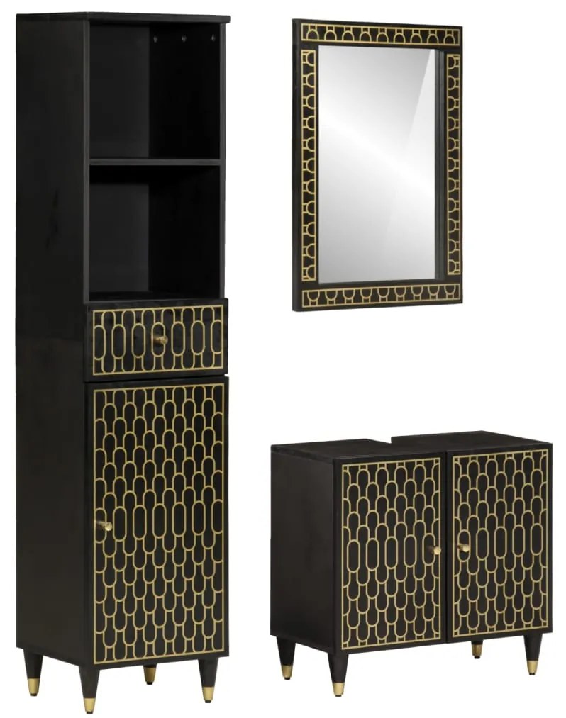 3206326 vidaXL Комплект мебели за баня, 3 части, масивна мангова дървесина