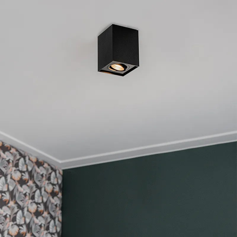 Модерен повърхностно монтиран прожектор черен, въртящ се и накланящ се - Quadro 1 Up