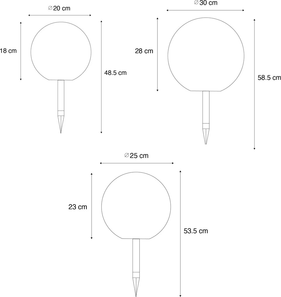 Комплект от 3 бели външни подови лампи с LED слънчеви IP44 - Ludger