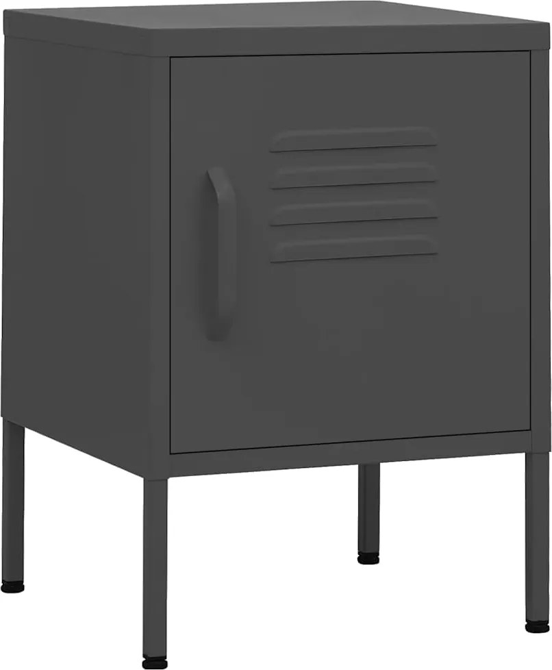 3095211 vidaXL Нощни шкафчета, 2 бр, антрацит, 35х35х51 см, стомана