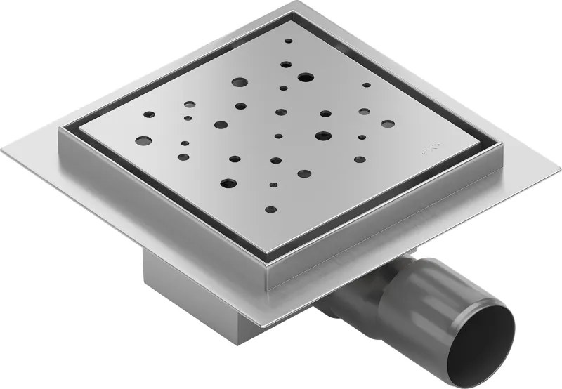 Mexen Flat-Q M12 квадратен подов сифон 15 x 15 см, инокс - 1010415