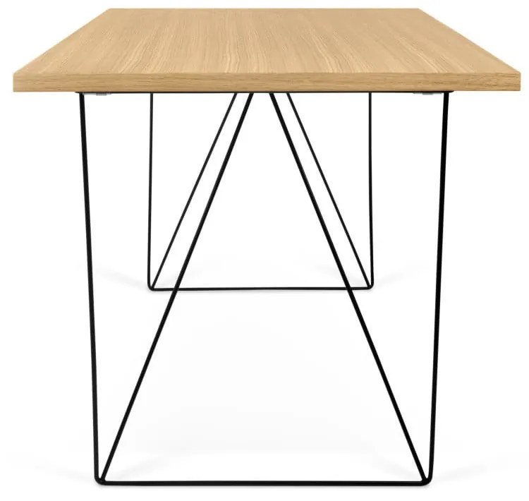 Работно бюро в декор от дъбово дърво с черни крака , 140 x 75 cm Flow - TemaHome