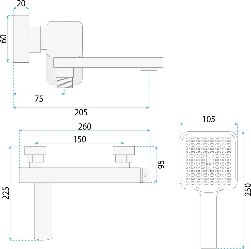 Смесител за вана Rea Arlo Black