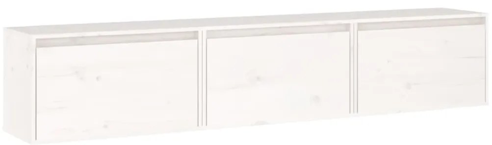 3100130 vidaXL ТВ шкафове, 3 бр, бели, бор масив