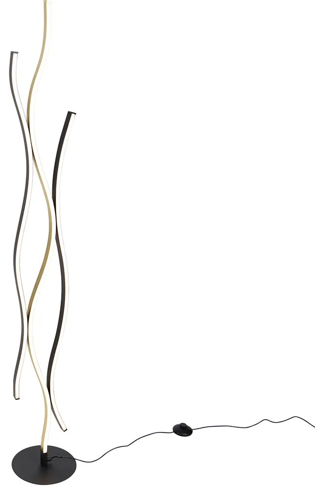 Design vloerlamp zwart met goud incl. LED dimbaar - Blaze
