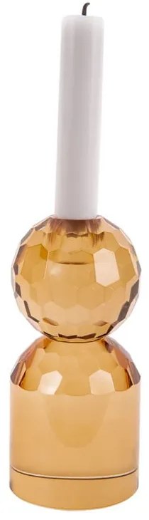 Бежов и жълт стъклен свещник Crystal Art - PT LIVING