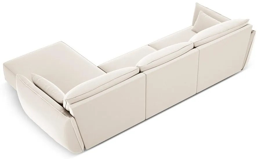 Бежов кадифен ъглов диван (десен ъгъл) Vanda – Mazzini Sofas