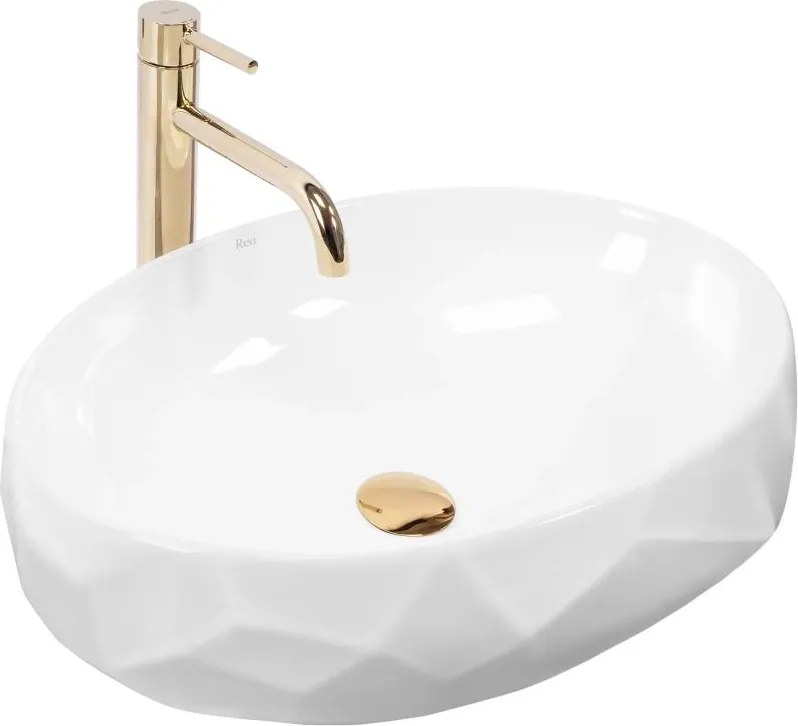 REA-U5660 - Мивка за плот MAYA 39x60 см керамика/лъскаво бяло