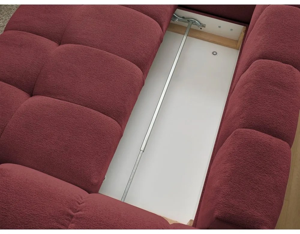 Бордо шенилов сгъваем/с място за съхранение ъглов диван (ляв ъгъл/L форма) Everest – Bobochic Paris