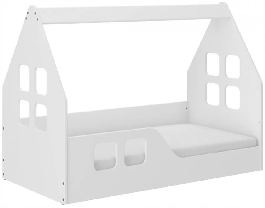 Детско легло Montessori house 140 x 70 cm бяло ляво