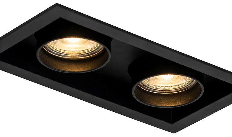 Комплект от 6 модерни вградени спота, черни, регулируеми, 2 светлини - Roof