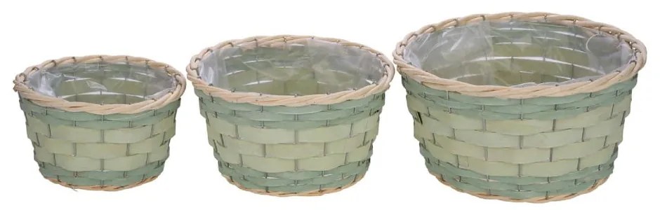 Комплект от 3 светлозелени саксии Natur L - Ego Dekor