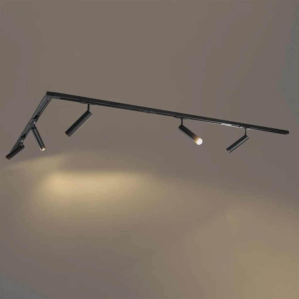 Модерна релсова система за осветление с 5 черни прожектора 1-фазов - Iconic Ivy