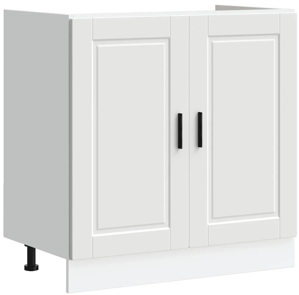 853927 vidaXL Шкаф за мивка, Porto, бял, 80x46x81,5 см, инженерно дърво