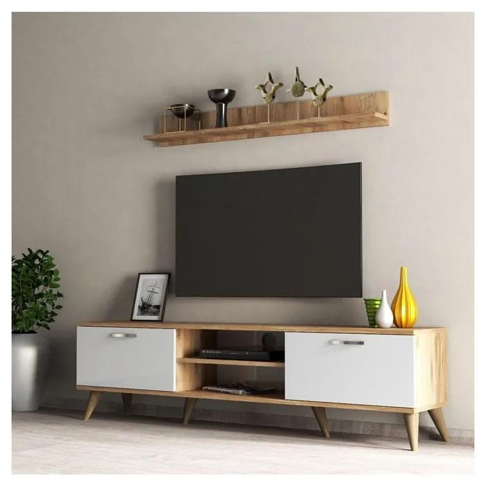 Шкаф за телевизор от бял/естествен бор 180x48 cm Wendy - Kalune Design