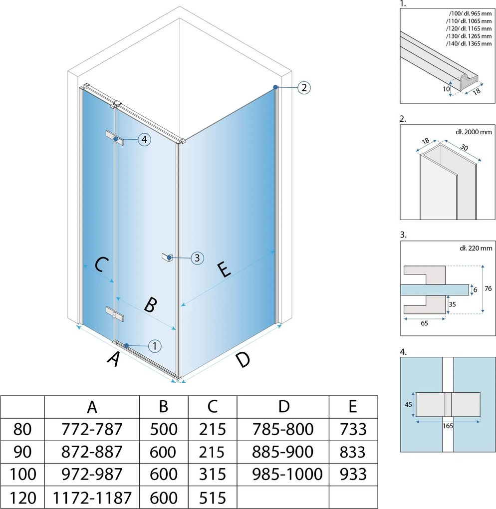 Душ кабина Rea Atlas 80x80 Chrome