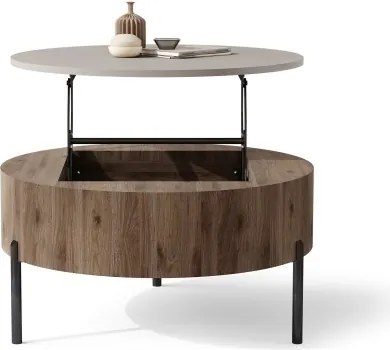 ФРИДА Бежово Таупе / Елегантен Орех – МОДЕРНА ХОЛНА МАСА С ПОВДИГАЩ ПЛОТ И СКРИТО ПРОСТРАНСТВО ЗА СЪХРАНЕНИЕ