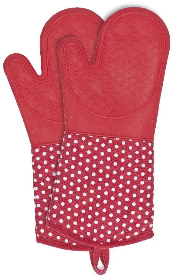 Комплект от 2 червени силиконови ръкавици за фурна - Wenko