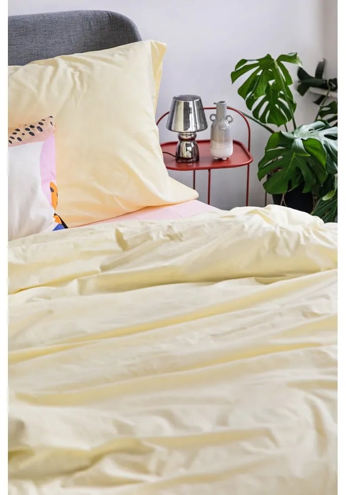 Ванилово жълто памучно спално бельо за двойно легло , 200 x 220 cm - Bonami Selection