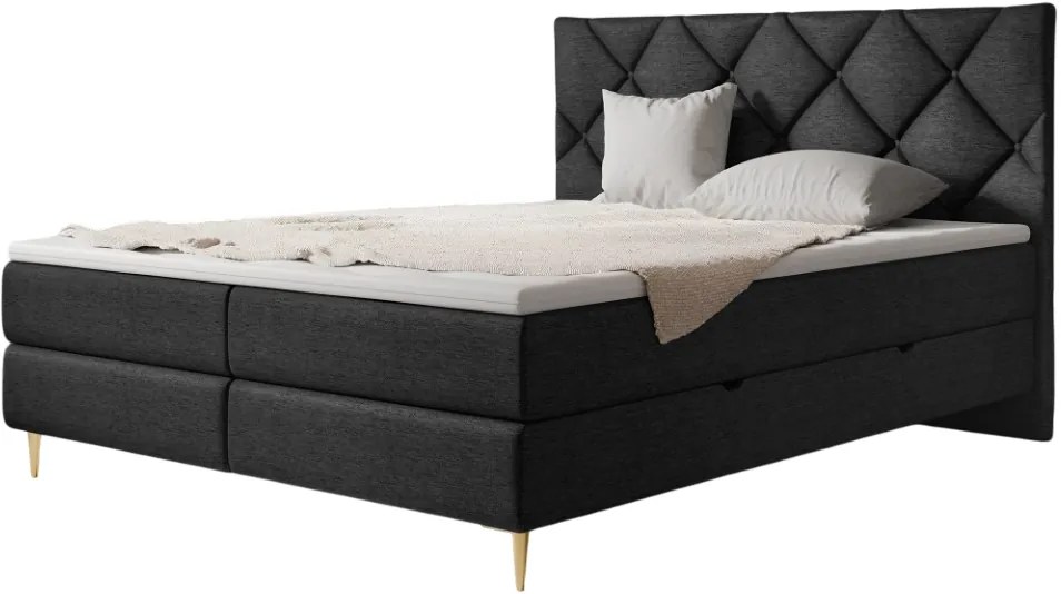 Облечено легло Letra-Тъмно сиво-140 x 200