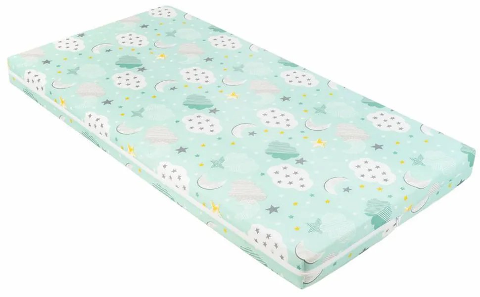 KIKKA BOO Матрак FANTASIA PLUS 60/120/6 см CLOUDS MINT