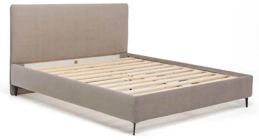 Двойно тапицирано кафяво-сиво легло с включена подматрачна рамка 180x200 cm Noira Slim – Bonami Selection