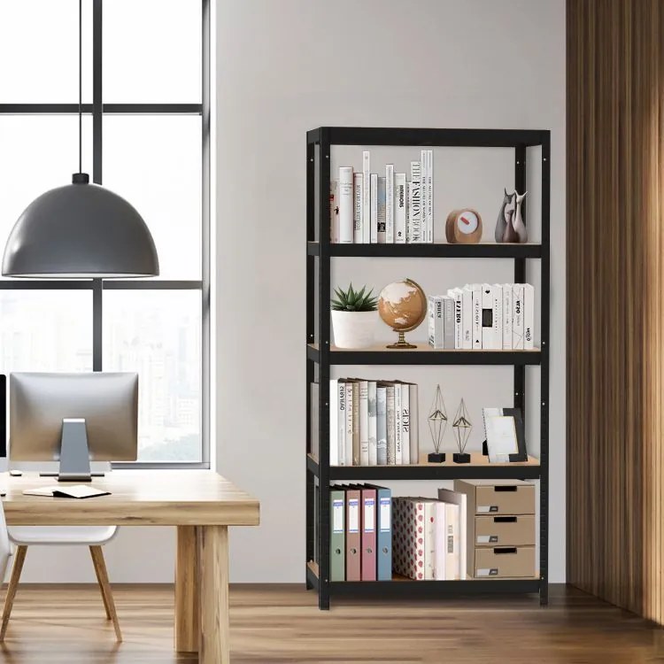 Черен стелаж с 5 рафта 90 x 180 x 40 сm