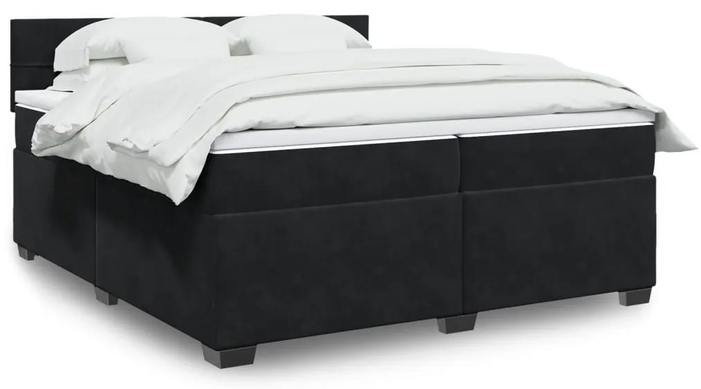 3288704 vidaXL Боксспринг легло с матрак, черно, 200x200 см, кадифе