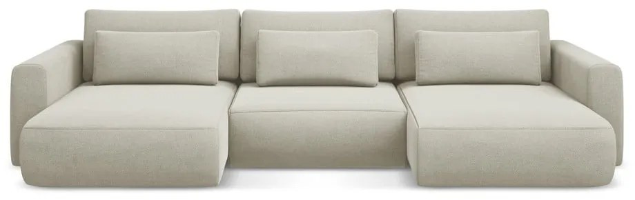 Бежов разтегателен ъглов диван с място за съхранение (U форма) Kapua – Makamii