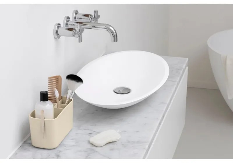Кутия за аксесоари за баня Brabantia ReNew 1006270, Устойчива на корозия, Вътрешен разделител, Противоплъзгаща основа, Бежов