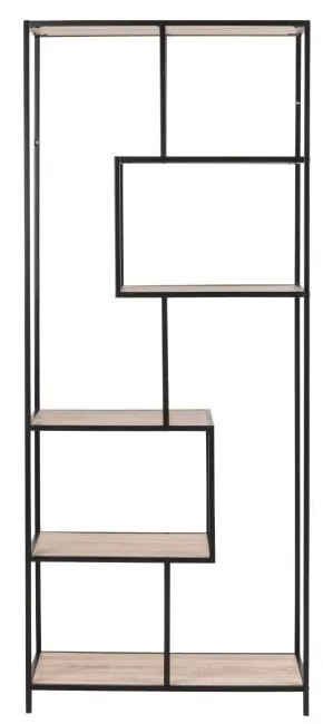 Черна етажерка за книги от дъб сонома 77x185 cm Seaford - Actona