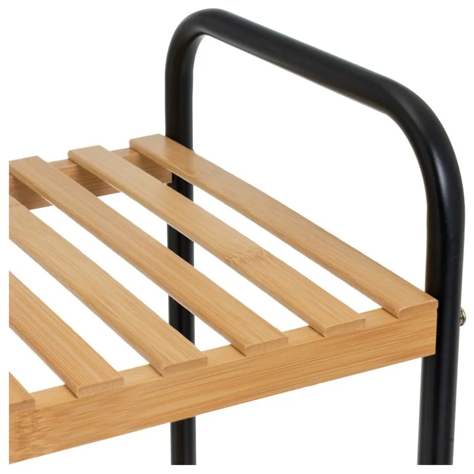 Черен и естествен бамбуков стелаж 30x75 cm – Casa Selección