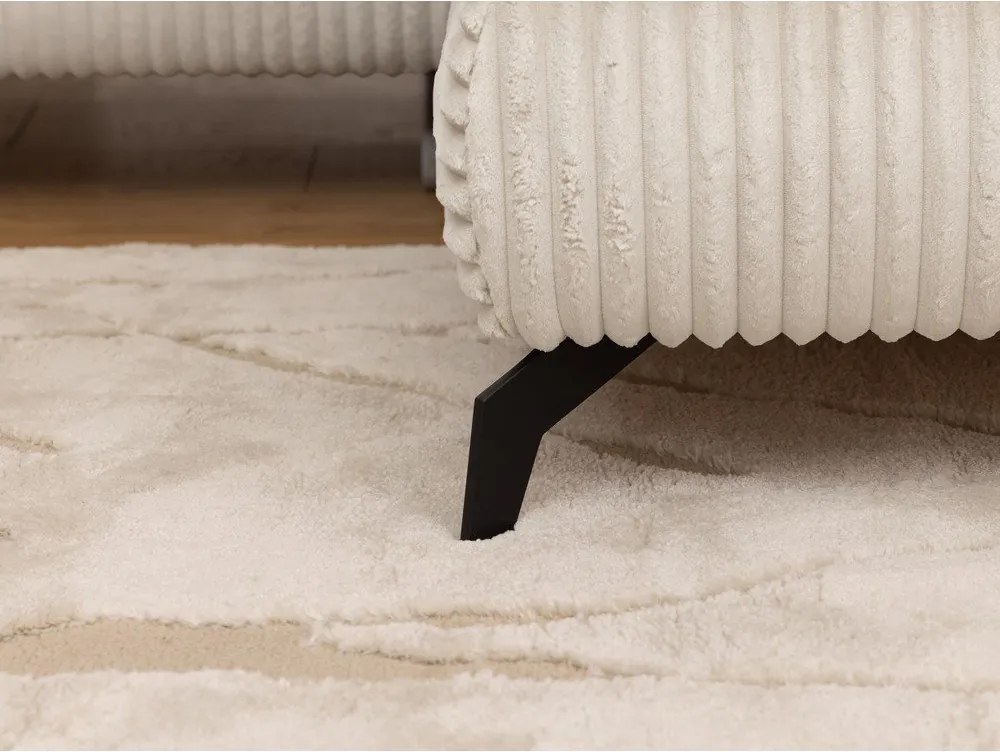 Кремав ъглов диван от рипсено кадифе (десен ъгъл L форма) Marbeya – Ropez