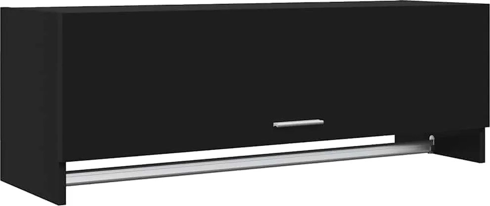 808234 vidaXL Гардероб, черен, 100x32,5x35 см, инженерно дърво