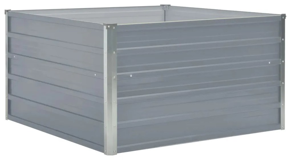 47022 vidaXL Повдигната леха, 100x100x45 см, поцинкована стомана, сива