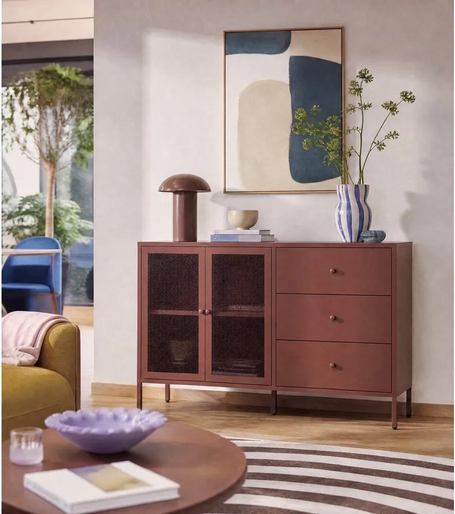 Бордо метален скрин 140x90x40 cm Fayna – Marckeric