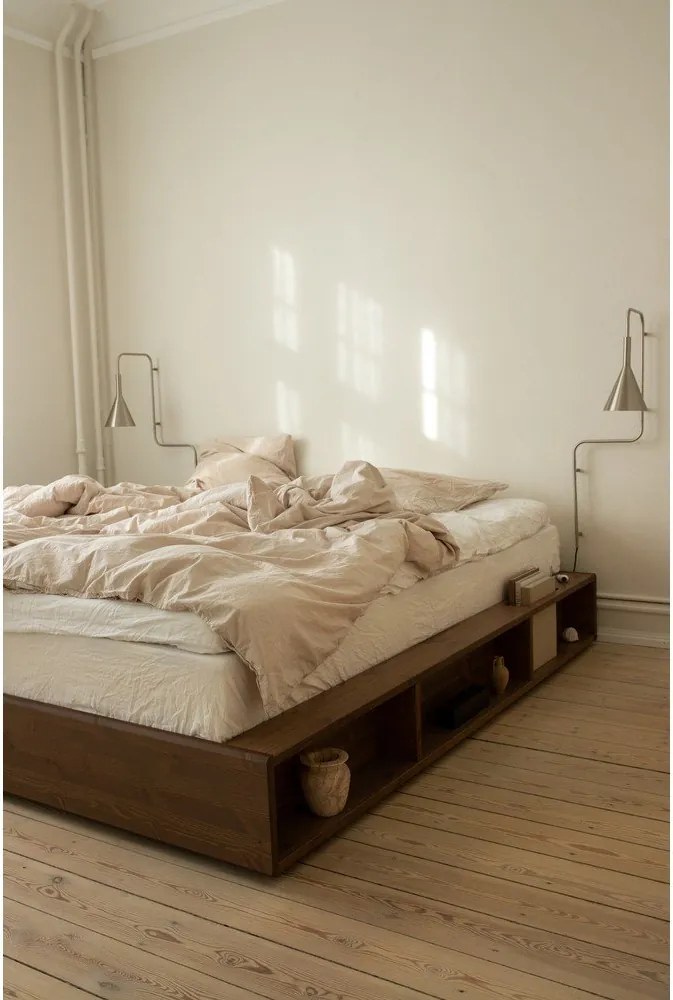 Кафяво борово двойно легло с решетка 160x200 cm Ziggy - Karup Design