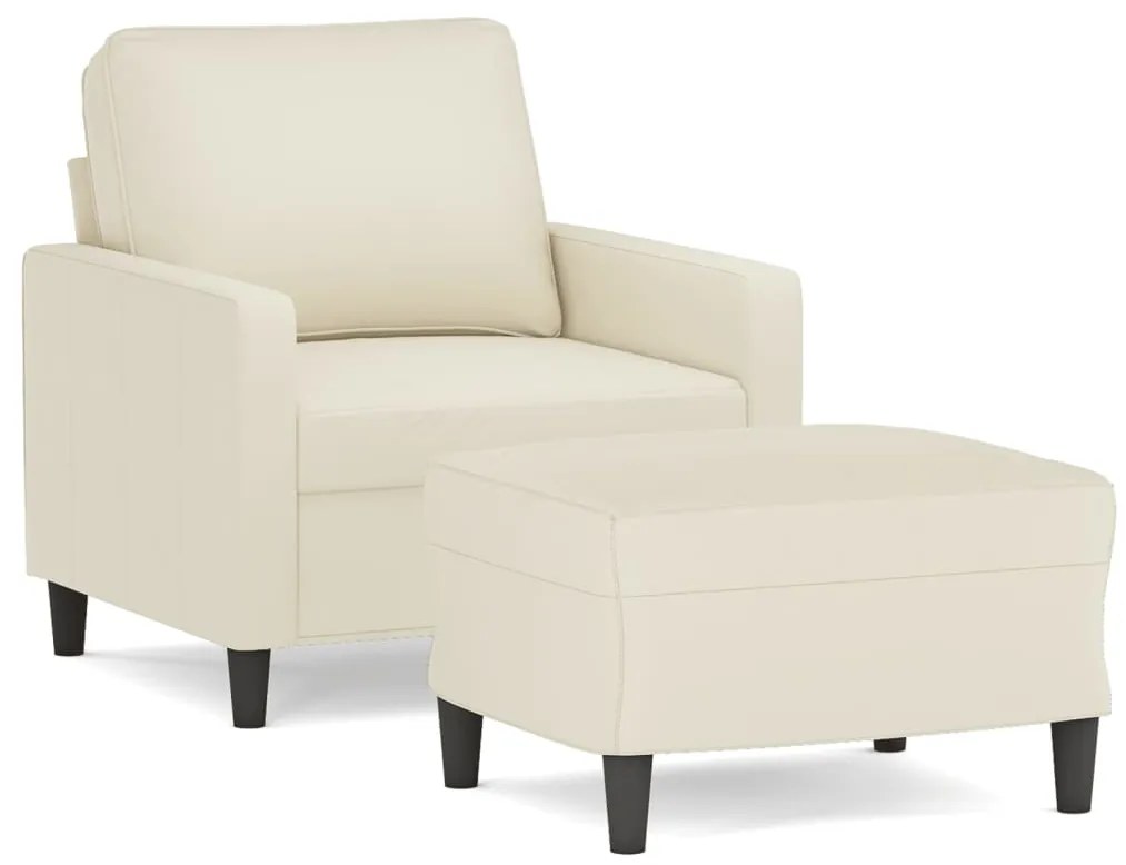 3201053 vidaXL Кресло с табуретка, кремаво, 60 см, кадифе