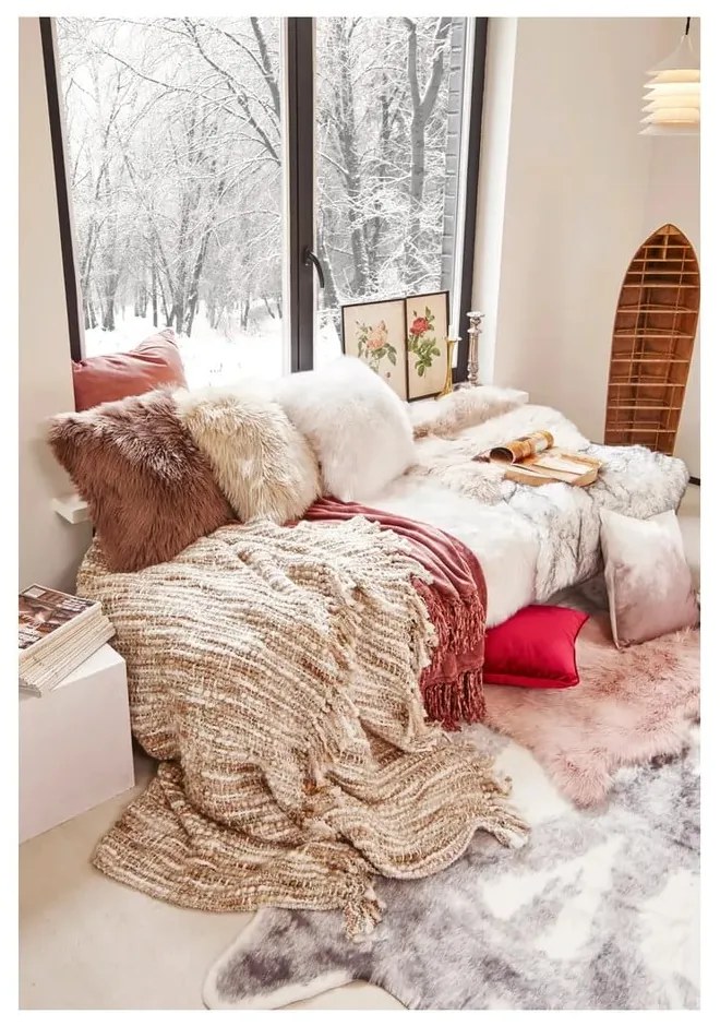 Възглавница от бяла овча кожа, 45 x 45 cm - Tiseco Home Studio