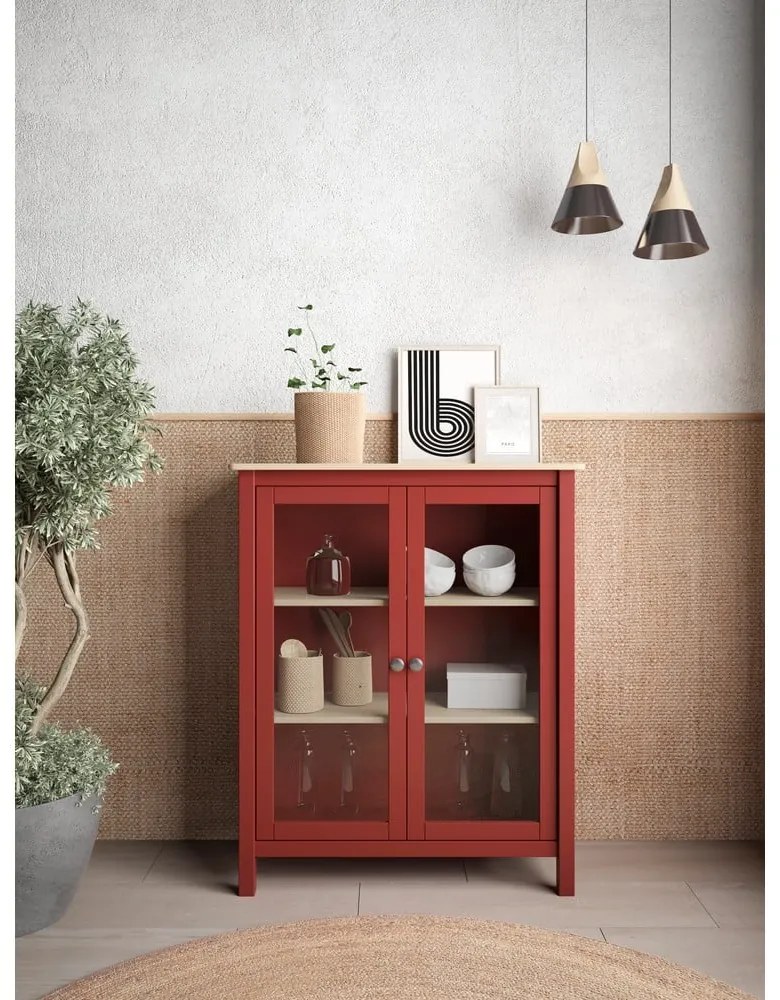 Червен/естествен шкаф от борова дървесина 90x110 cm Misti - Marckeric