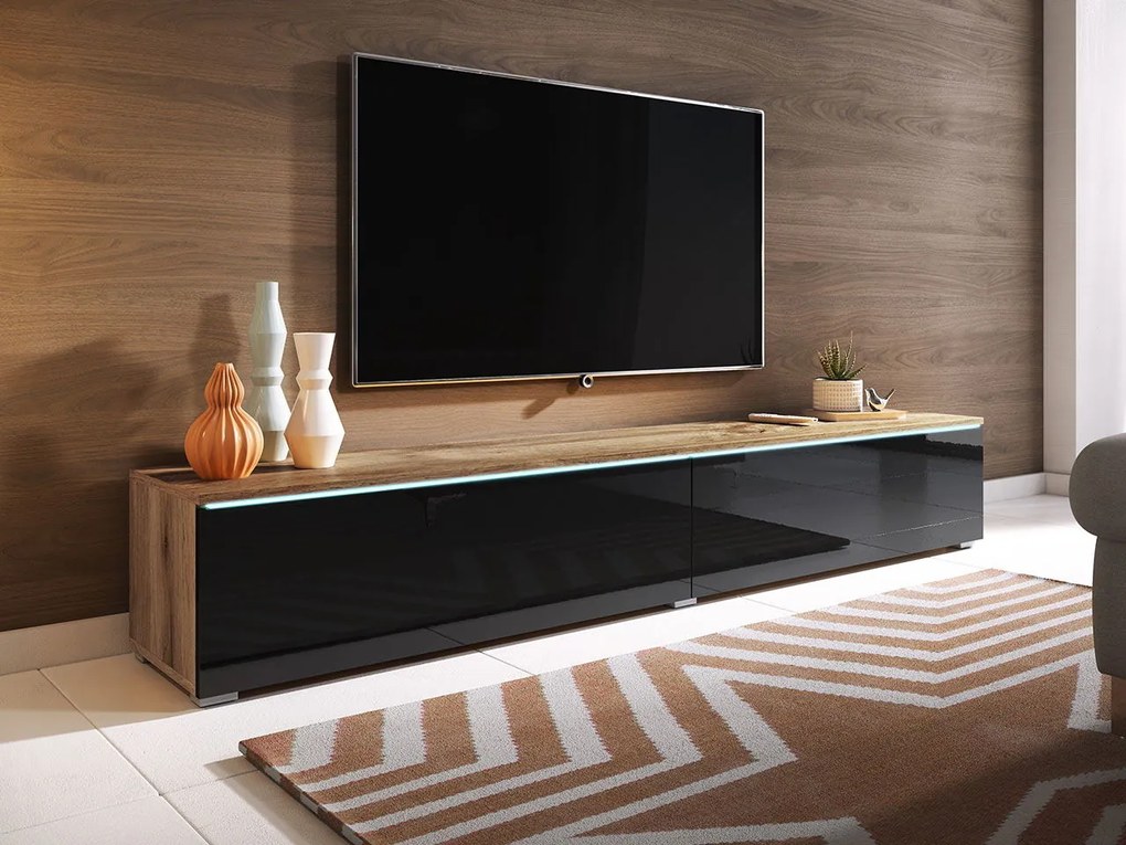 TV шкаф Dalia plus-Natural-Black Glossy