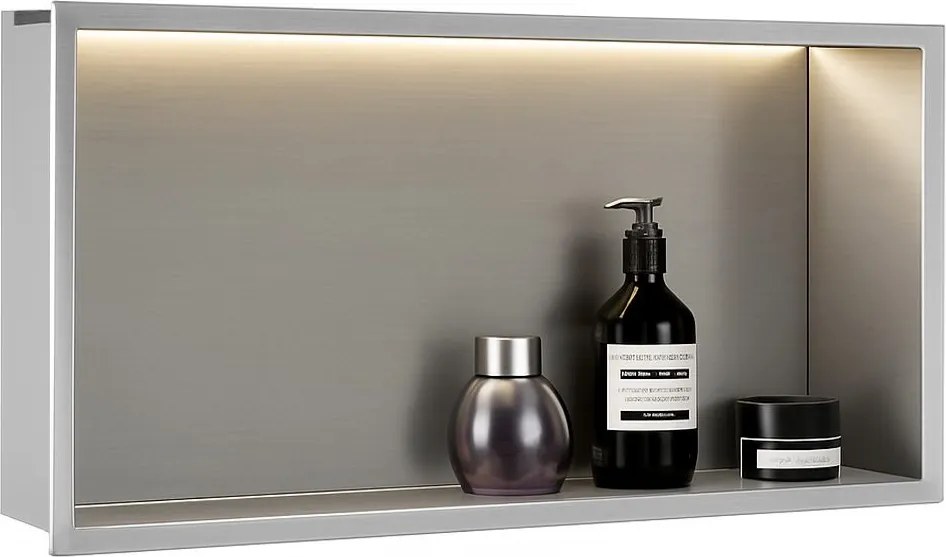 Вграден рафт за баня LED 30x60 steel brush