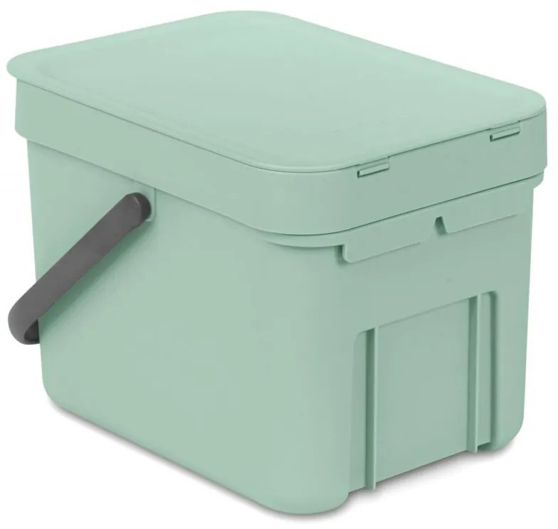Кош за разделно събиране на боклук Brabantia Sort&Go 1005515, 6 л, Дръжка, Възможност за стенен монтаж, Светлозелен