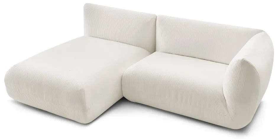 Ъглов диван от бял велур (ляв ъгъл) Lecomte - Bobochic Paris
