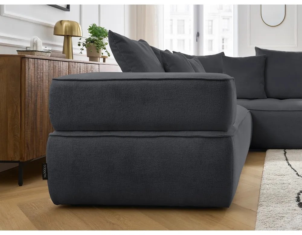 Тъмносив шенилов ъглов диван (десен ъгъл/L форма) Whesley – Bobochic Paris