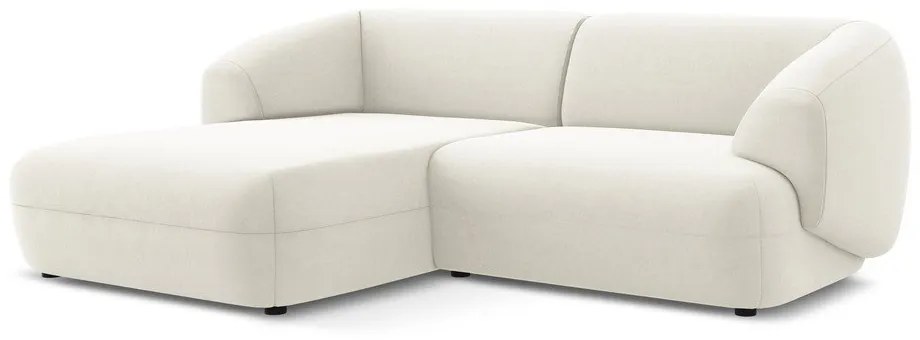 Бял кадифен ъглов диван (ляв ъгъл) Moana – Makamii